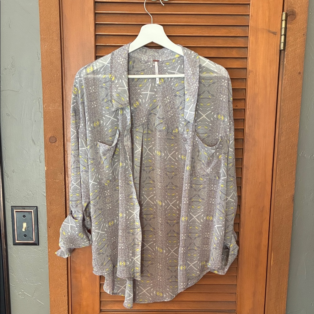 Free People Gray Patterned Women's Top